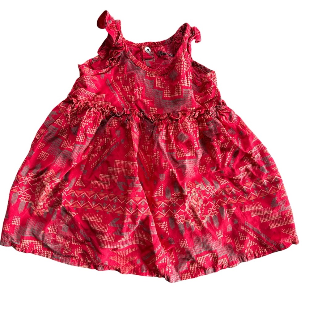 Wrangler Baby Girls Red Southwestern Aztec Print Ruffle Strap‎ Dress 12M